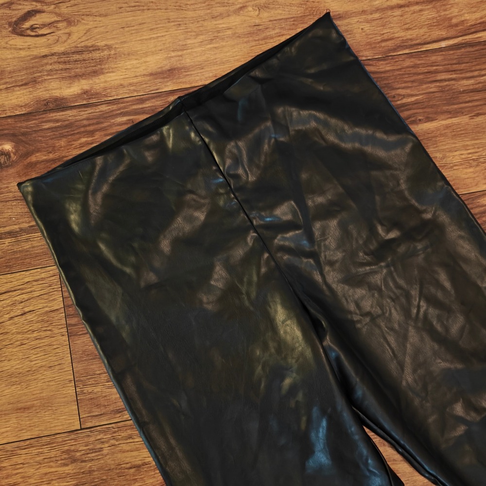 Joie Faux Leather Pants Women's XXL Plus Black Pull On Stretch Legging Going Out - Picture 2 of 4
